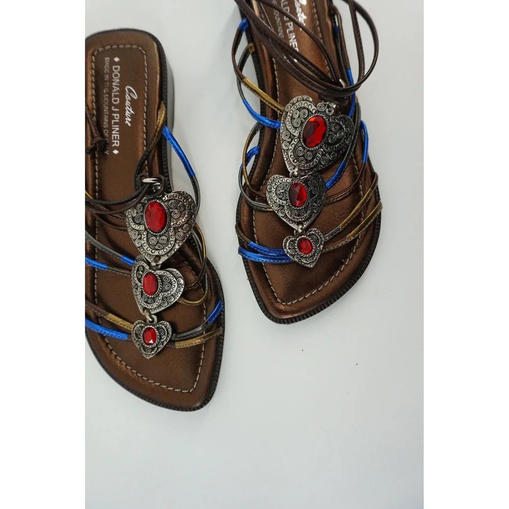 Donald J Pliner Couture Gladiator Sandals Heart Filigree Ren Fair Boho Chic 6M
